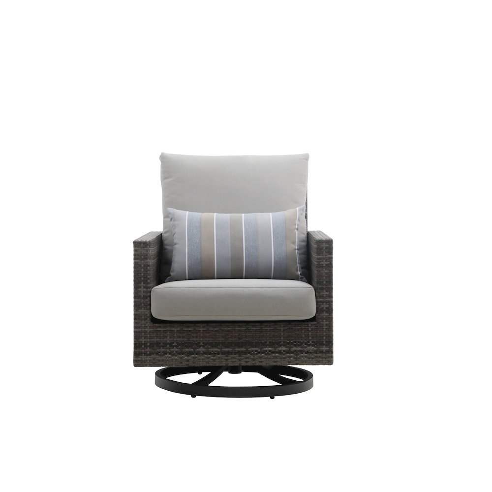 Gray Outdoor Swivel Chairs Set of 2, Wicker Patio Club Seating Pair. Picture 4