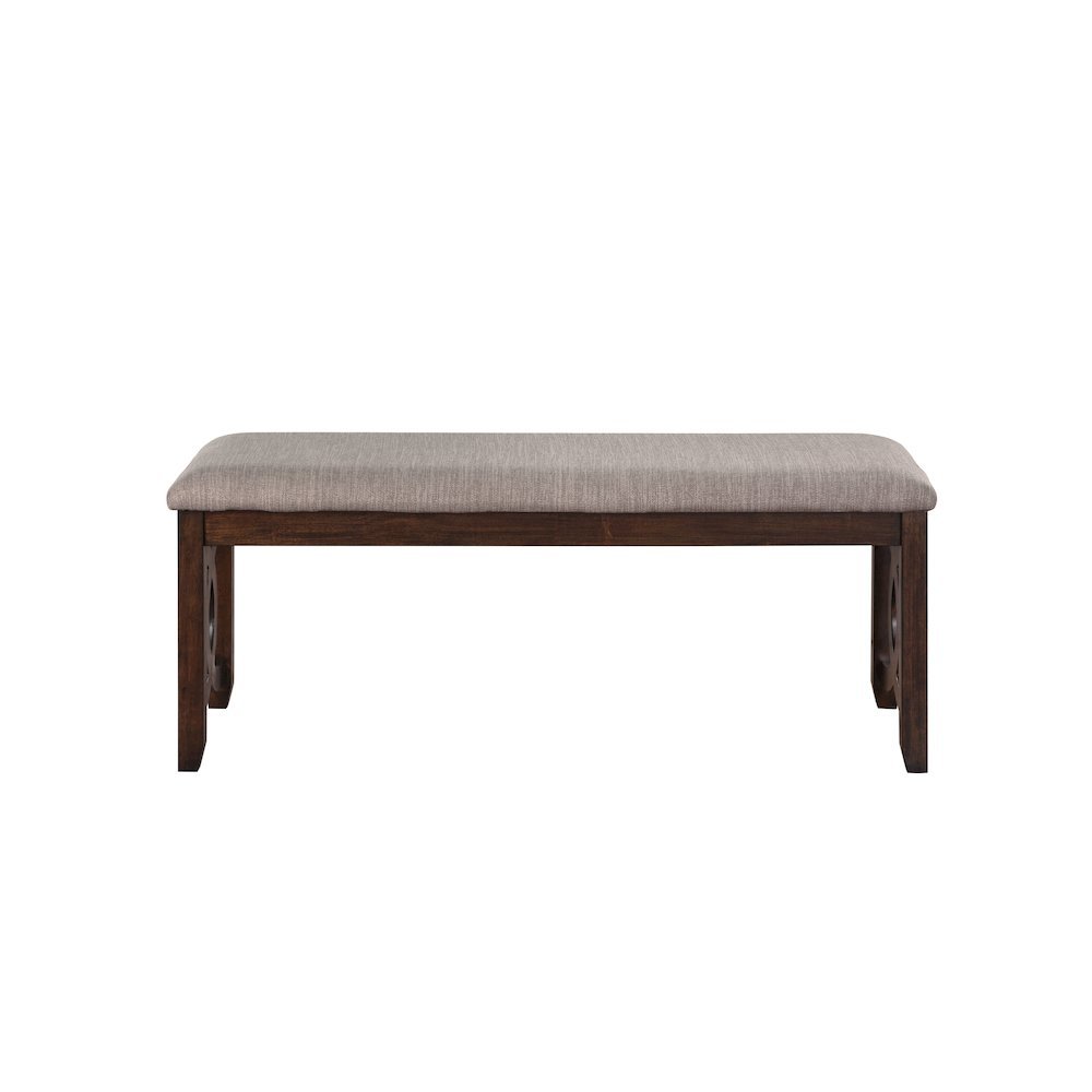 Brown Cherry Solid Wood 46 Inch Upholstered Bench For Dining Room. Picture 5