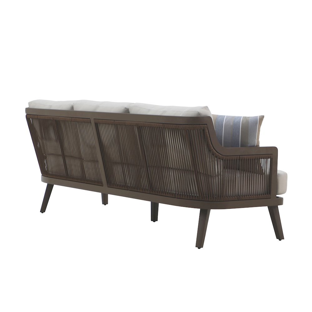 Gray Outdoor Sofa with Wicker Frame, Patio Couch for Porch or Garden. Picture 5