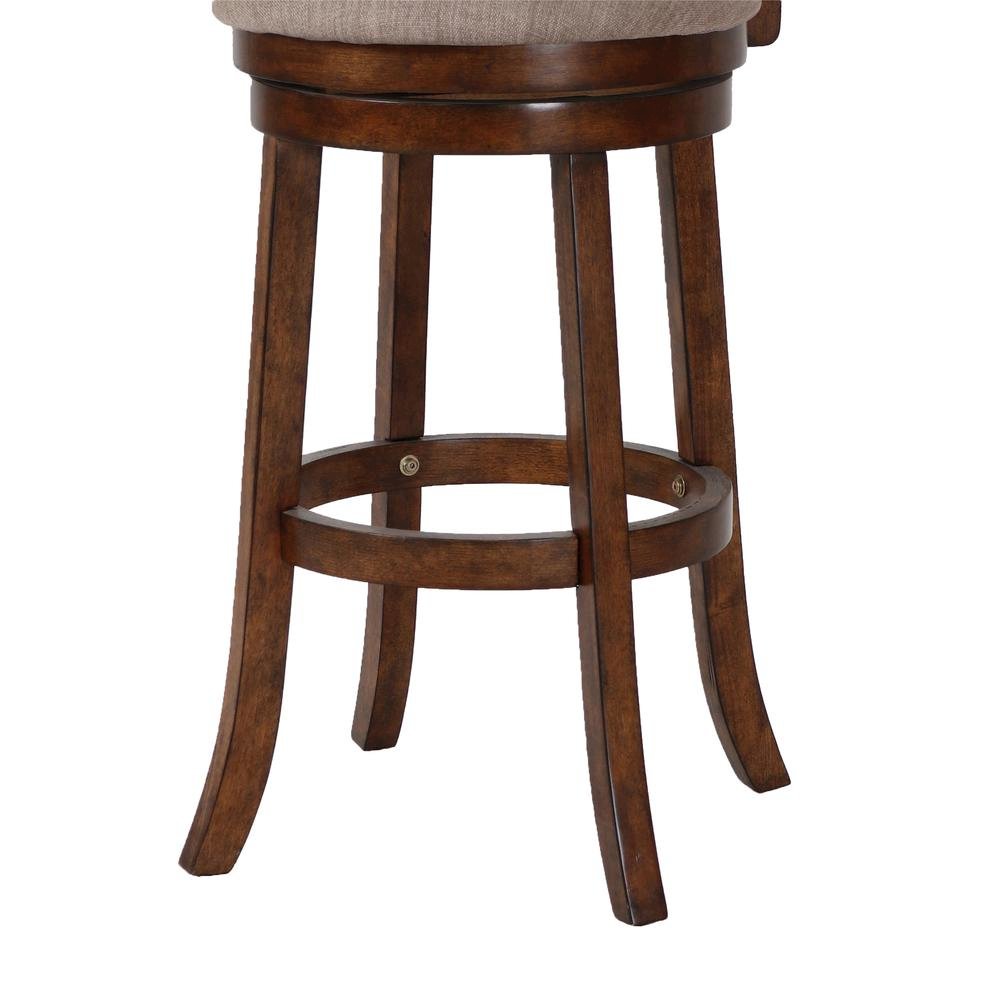 Rustic Farmhouse Dark Brown Swivel Wood Bar Stool With Comfortable Back. Picture 7