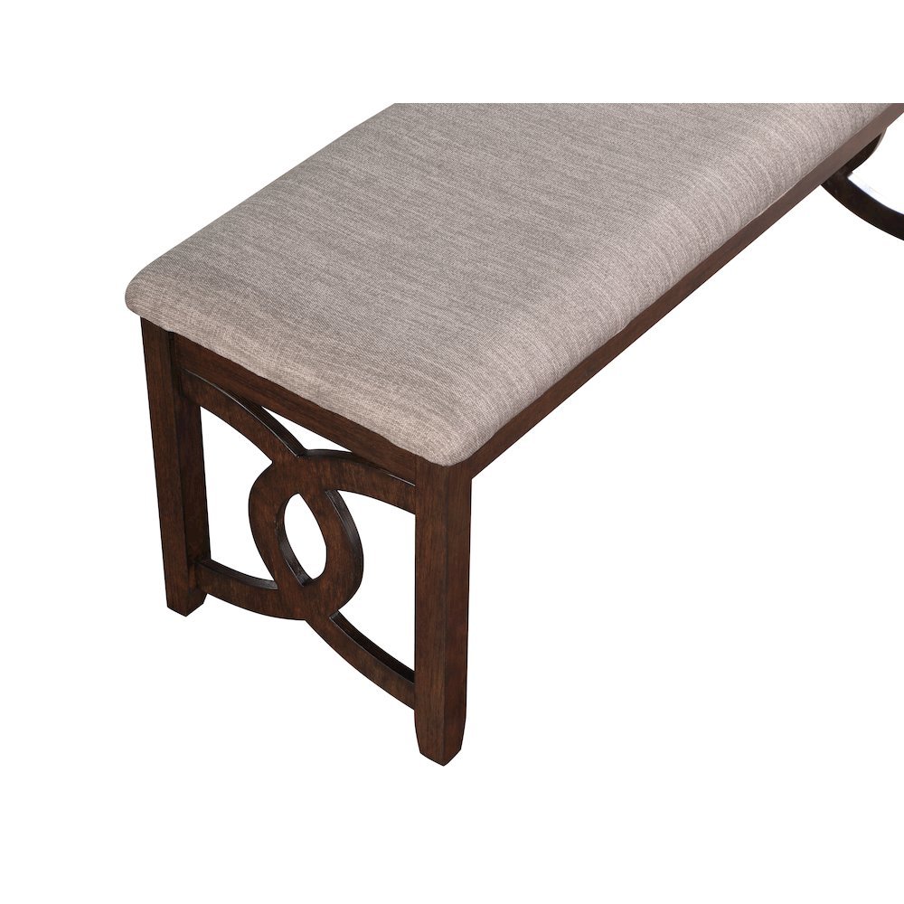 Brown Cherry Solid Wood 46 Inch Upholstered Bench For Dining Room. Picture 6