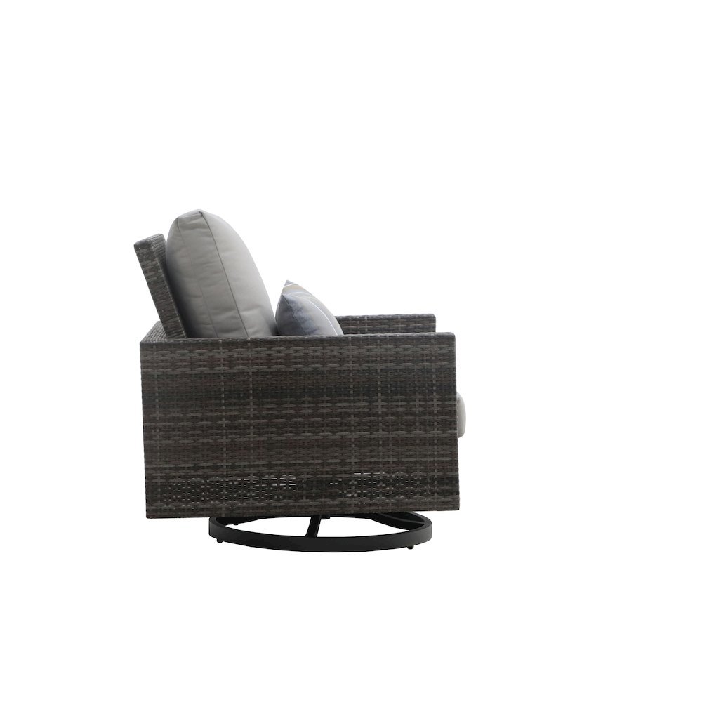 Gray Outdoor Swivel Chairs Set of 2, Wicker Patio Club Seating Pair. Picture 7