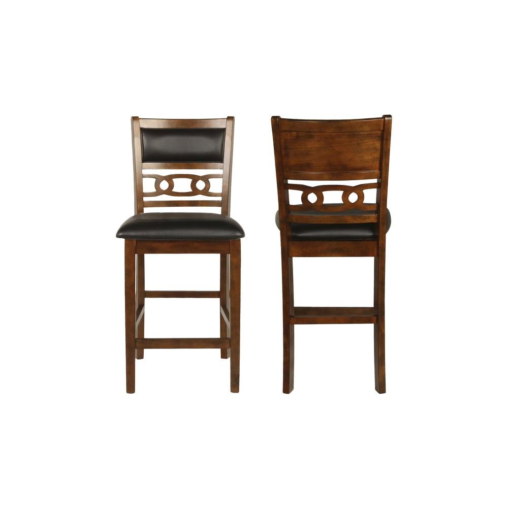 Brown Wood Dining Chairs Set Of 2, Faux Leather Farmhouse Style Dining Chairs. Picture 1