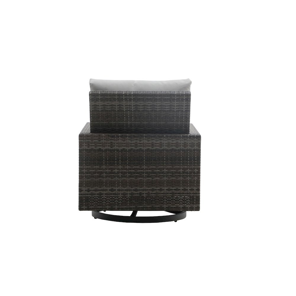Gray Outdoor Swivel Chairs Set of 2, Wicker Patio Club Seating Pair. Picture 8