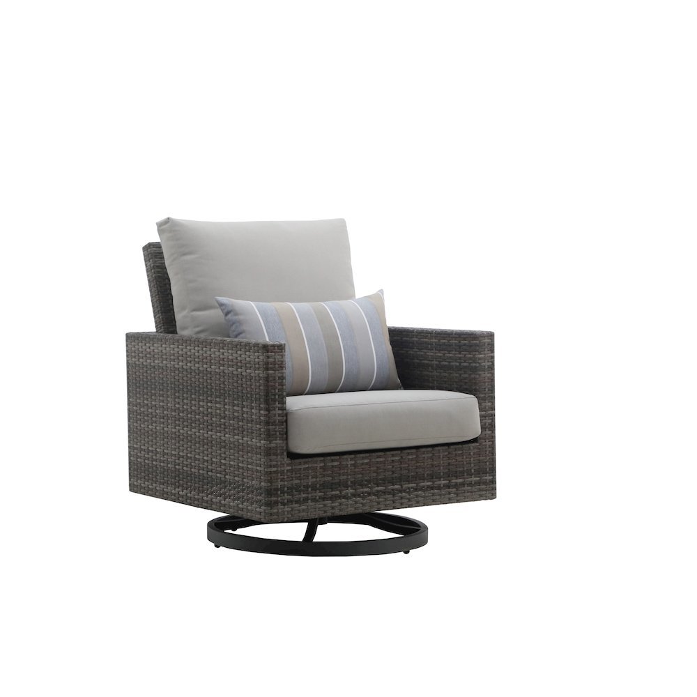Gray Outdoor Swivel Chairs Set of 2, Wicker Patio Club Seating Pair. Picture 5