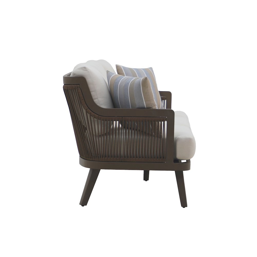 Gray Outdoor Sofa with Wicker Frame, Patio Couch for Porch or Garden. Picture 7