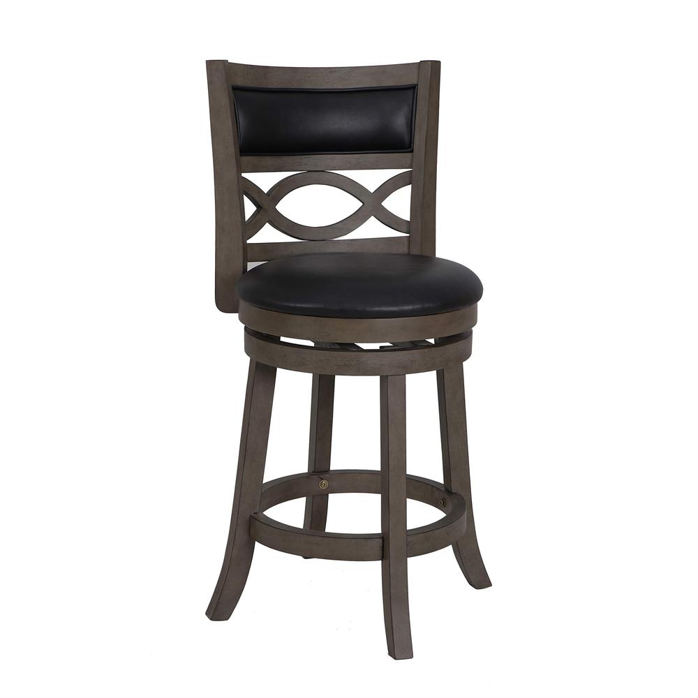 New Classic Manchester Gray Wood Swivel Counter Stool with PU Seat. Picture 1