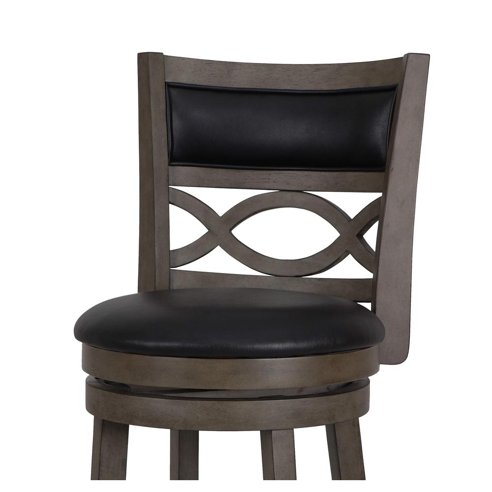 New Classic Manchester Gray Wood Swivel Bar Stool with PU Seat (Set of 2). Picture 5