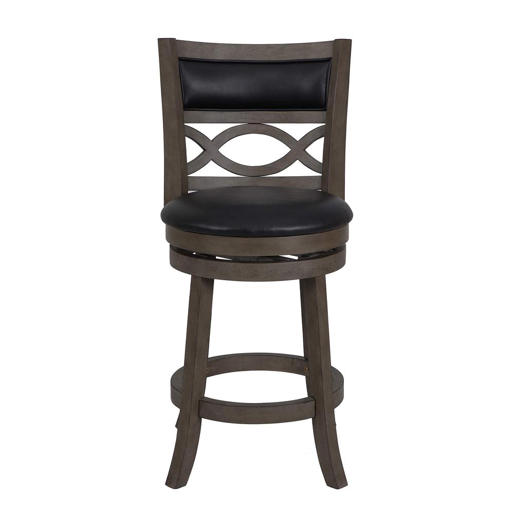 New Classic Manchester Gray Wood Swivel Counter Stool with PU Seat. Picture 2
