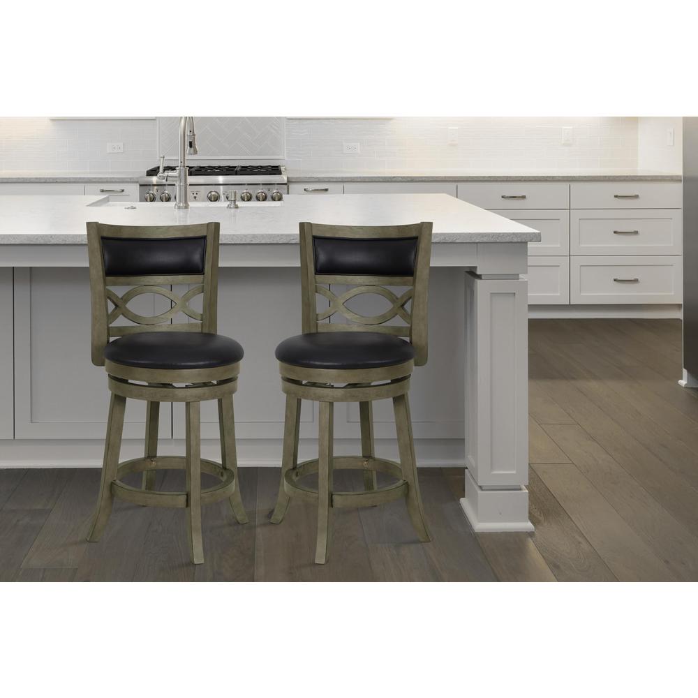 New Classic Manchester Gray Wood Swivel Counter Stool with PU Seat. Picture 8