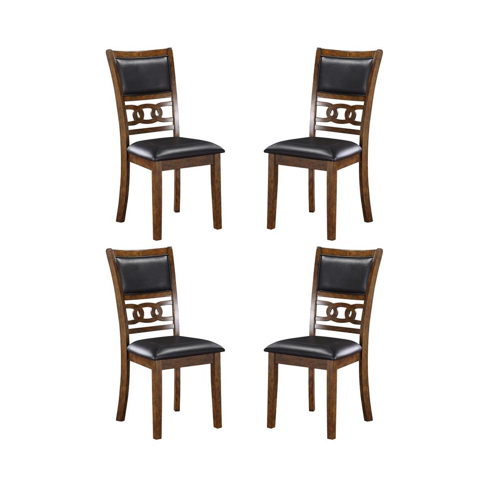Gia Brown Wood Dining Chair with PU Seat (Set of 4). Picture 1