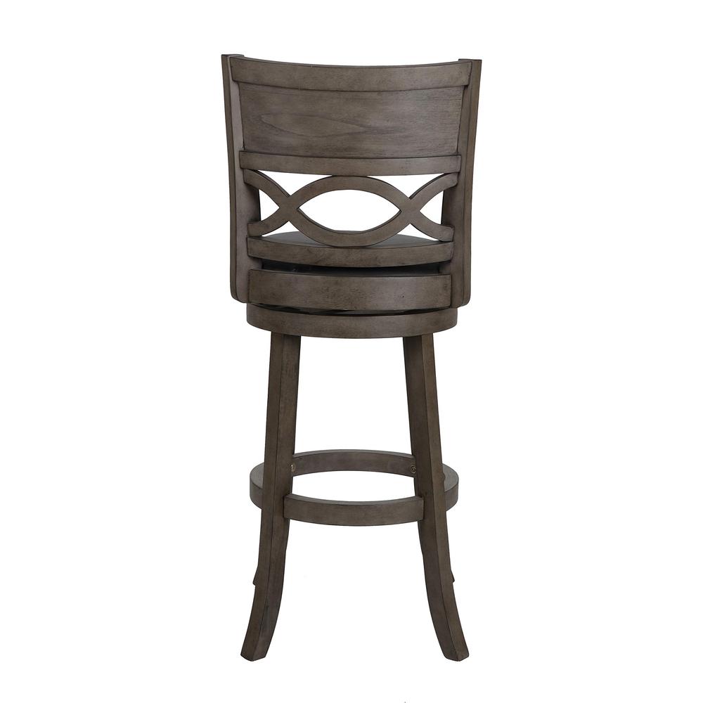 New Classic Manchester Gray Wood Swivel Bar Stool with PU Seat (Set of 2). Picture 4