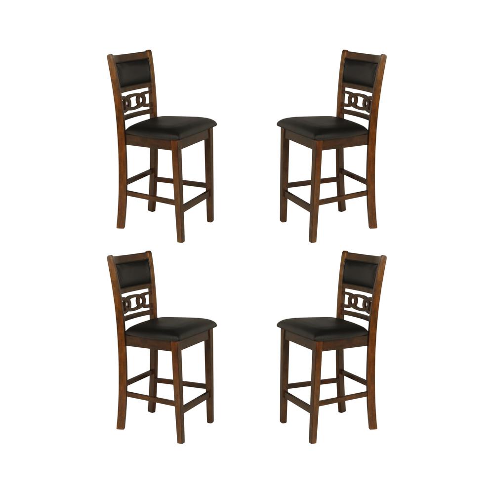 Gia Brown Wood Counter Chair with PU Seat (Set of 4). Picture 1