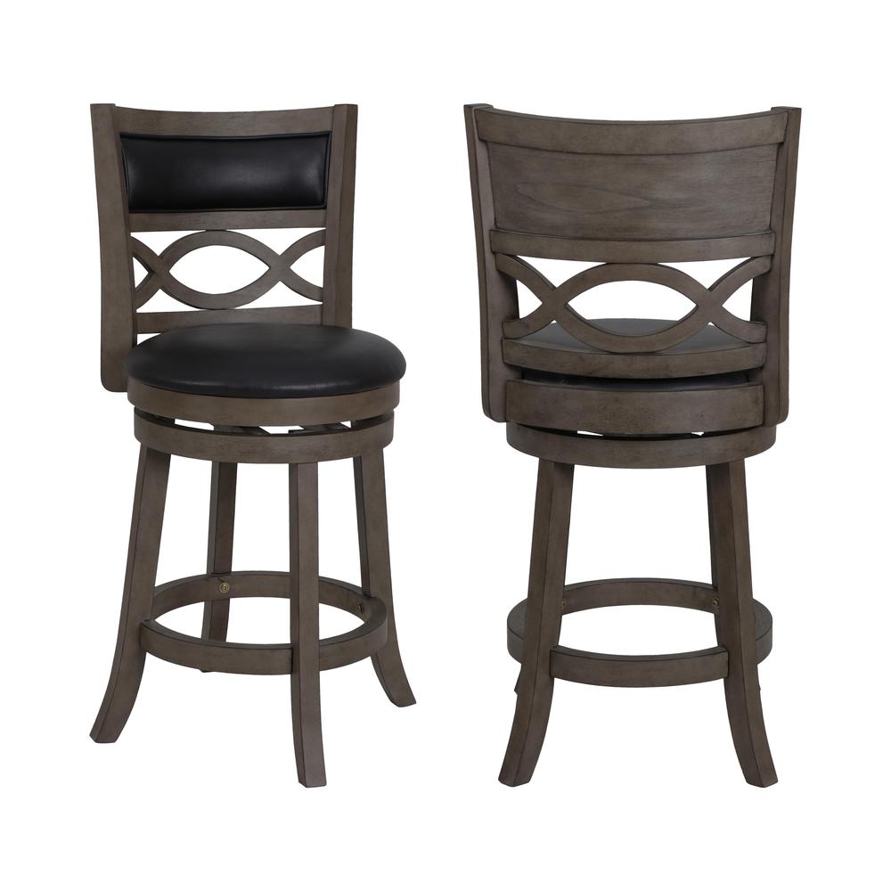 New Classic Manchester Gray Wood Swivel Counter Stool with PU Seat. Picture 6