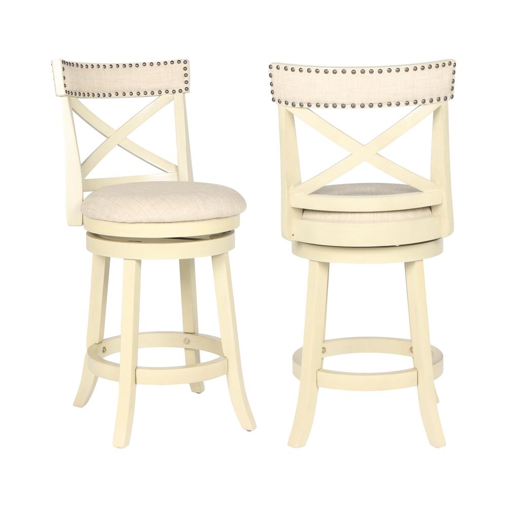 York White Solid Wood Swivel Counter Stool (Set of 2). Picture 1