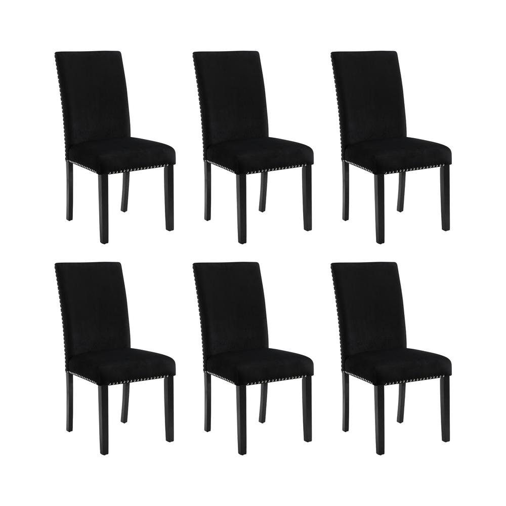 Celeste Black Wood Upholstered Dining Chair (Set of 6). Picture 1