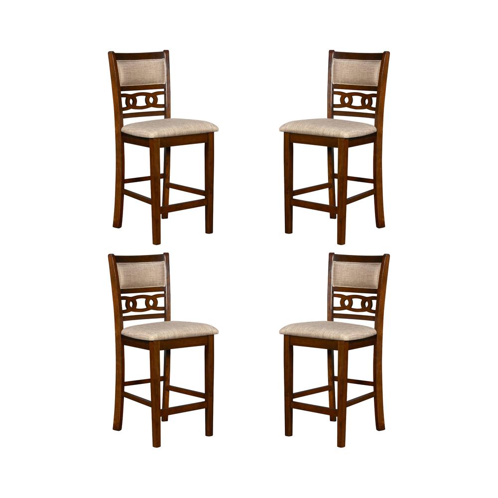Gia Cherry Wood Counter Chair with Fabric Seat (Set of 4). Picture 1