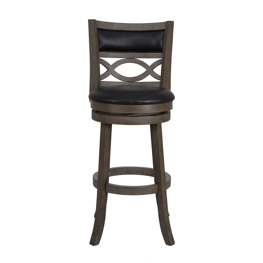 New Classic Manchester Gray Wood Swivel Bar Stool with PU Seat (Set of 2). Picture 3