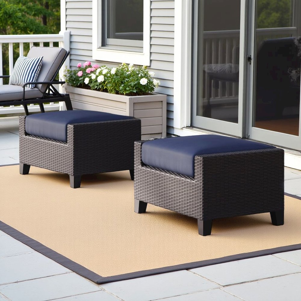 Brown Outdoor Ottoman Set of 2, Foot Rest Ottomans for Patio Use. Picture 2