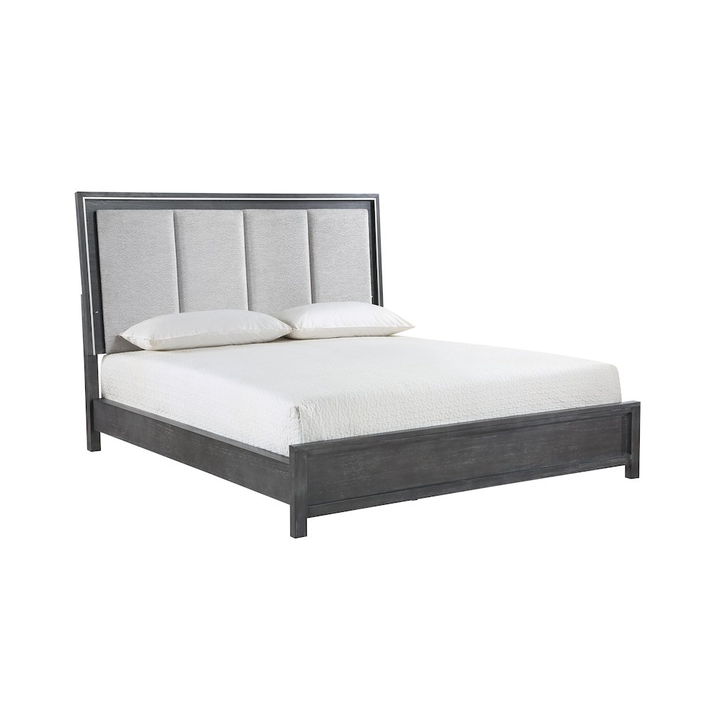 Odessa Wood King Bed, Charcoal Gray. Picture 1