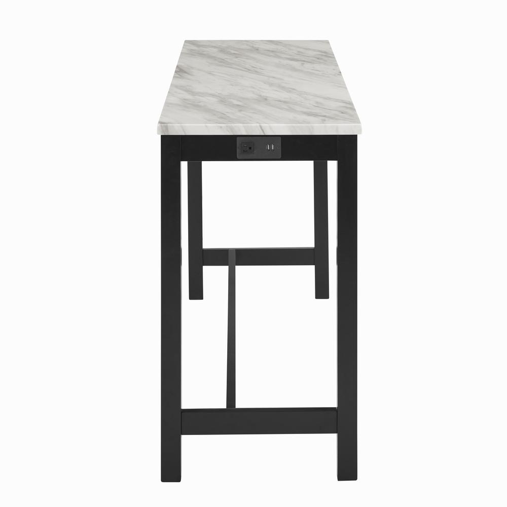 Furniture Celeste 4-Piece Faux Marble & Wood Bar Set in Black. Picture 7