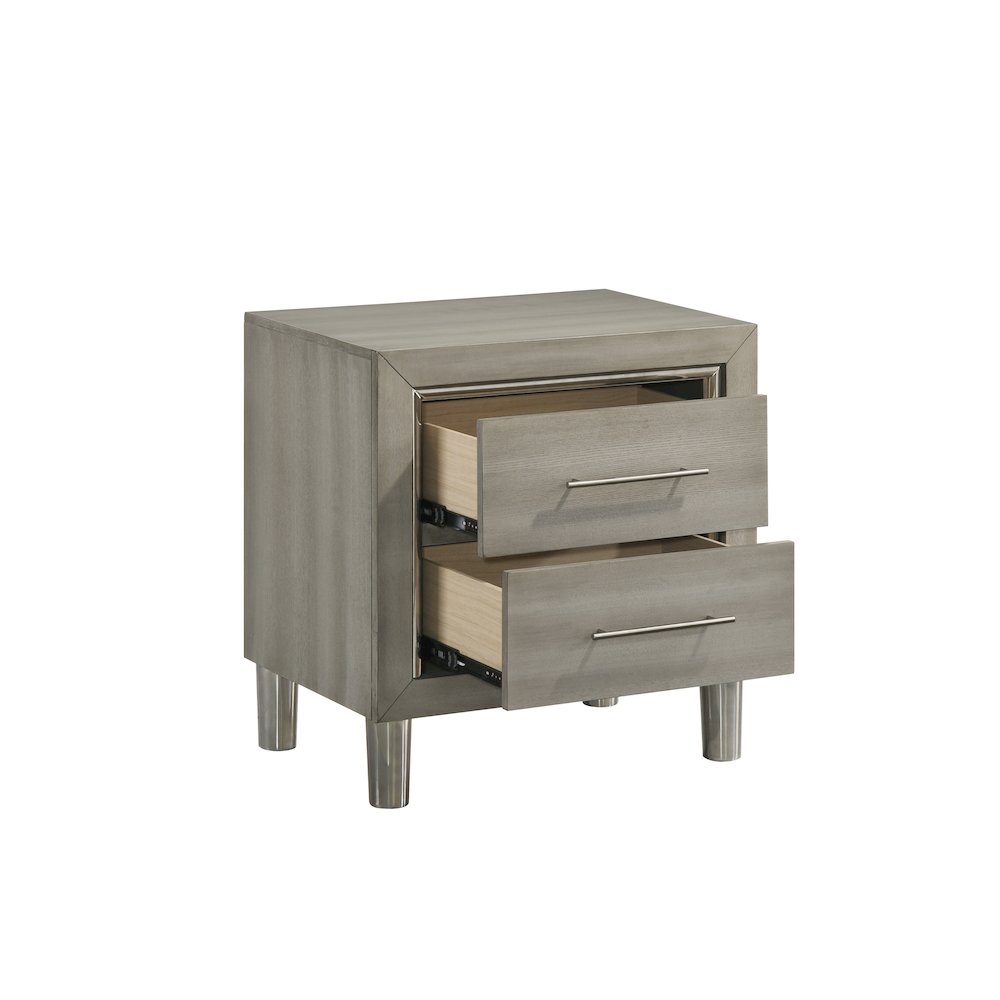 New Classic Furniture Lennox 4Pc Wood Queen Bedroom Set w Nightstand in Gray. Picture 16