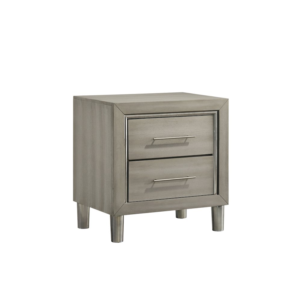 New Classic Furniture Lennox 4Pc Wood Queen Bedroom Set w Nightstand in Gray. Picture 14