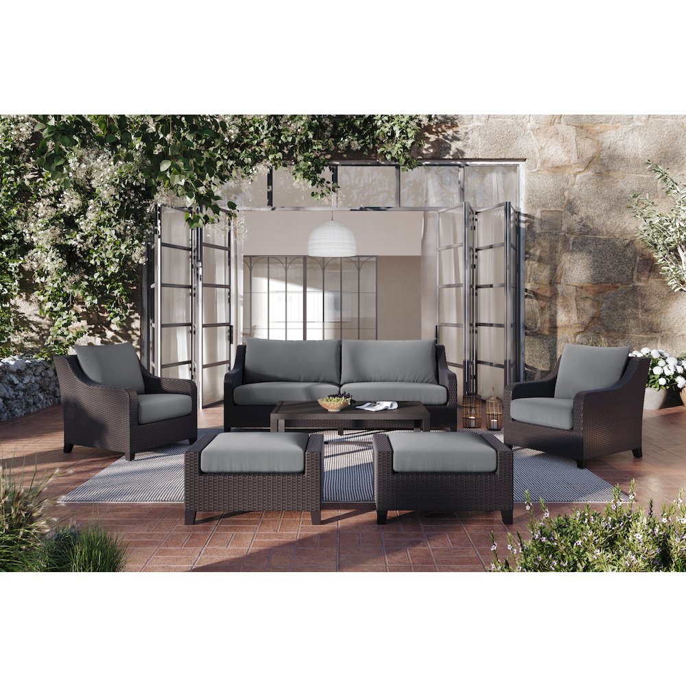 Skye 6 Pc Set-Sofa, 2 Chairs, 2 Ottoman, Coffee Table-Gray. Picture 11