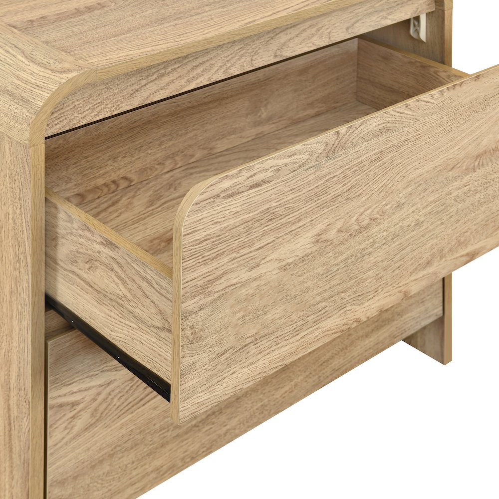 Mara Wood 2-Drawer End Table in Natural/Beige. Picture 6