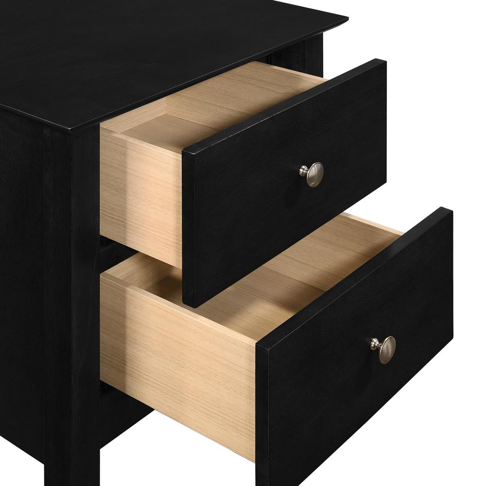 Zodiac 2 Drawer Nightstand-Black. Picture 5