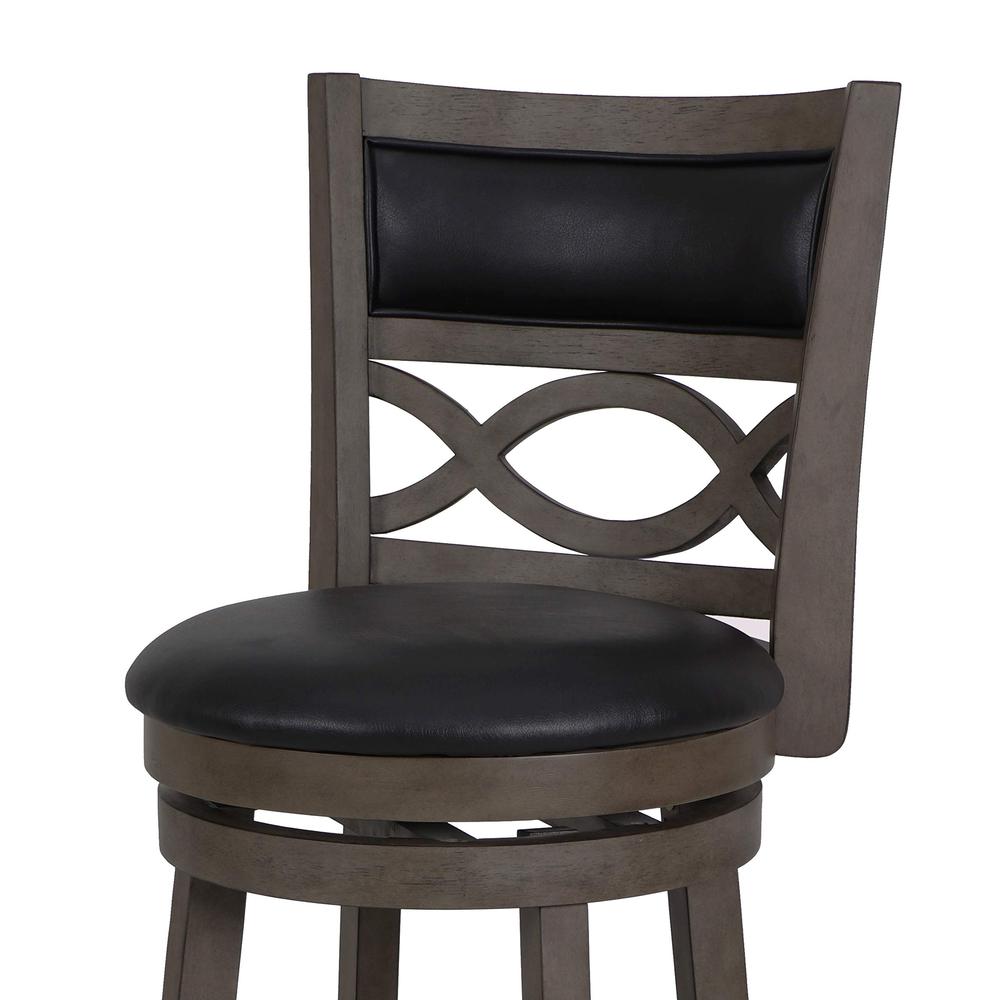 New Classic Manchester Gray Wood Swivel Counter Stool with PU Seat. Picture 4