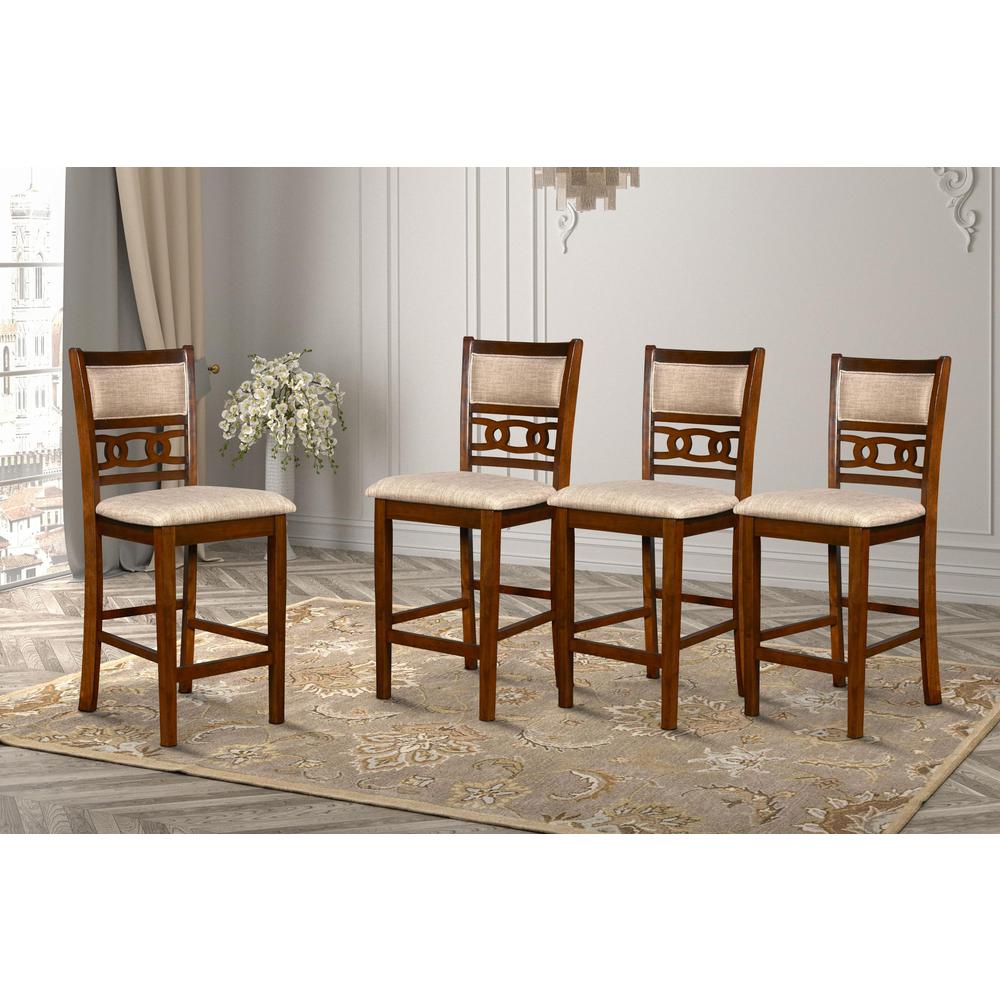 Gia Cherry Wood Counter Chair with Fabric Seat (Set of 4). Picture 7