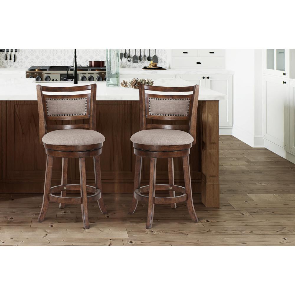 Aberdeen Brown Solid Wood Swivel Counter Stool (Set of 2). Picture 7
