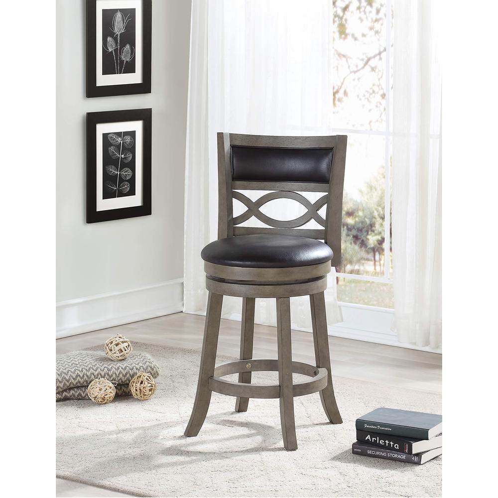 New Classic Manchester Gray Wood Swivel Counter Stool with PU Seat. Picture 7