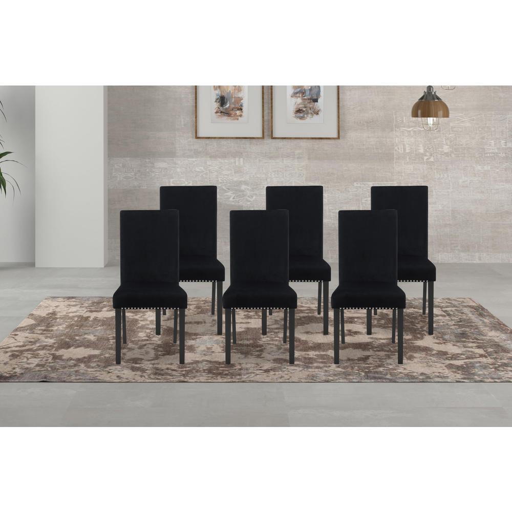 Celeste Black Wood Upholstered Dining Chair (Set of 6). Picture 8