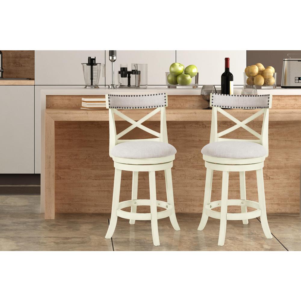 York White Solid Wood Swivel Counter Stool (Set of 2). Picture 9