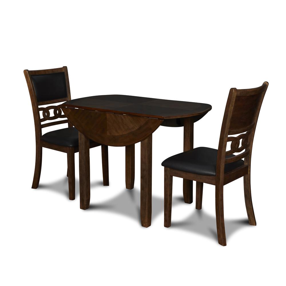 Furniture Gia Solid Wood Dining Drop Leaf Table 2 Chairs in Brown. Picture 2