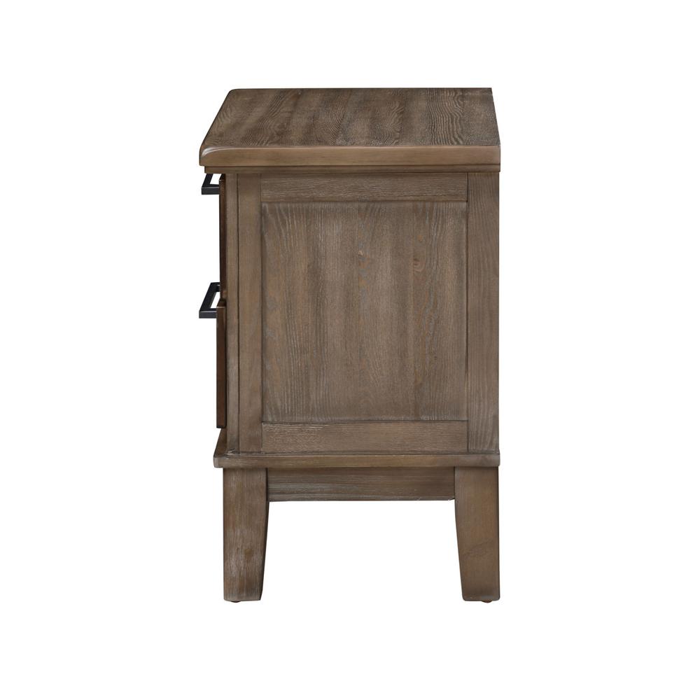 Furniture Cagney Solid Wood 2-Drawer Nightstand in Vintage Brown. Picture 4