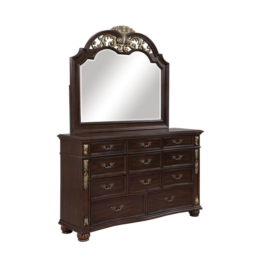 Maximus 5-PC Cal King Wood 2-Nightstand Bedroom Set in Madeira Brown. Picture 4