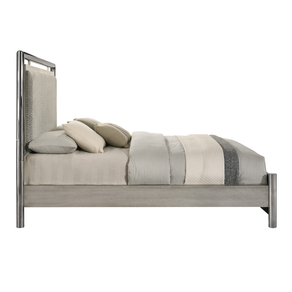 New Classic Furniture Lennox 4Pc Wood Cal King Bedroom Set w Nightstand in Gray. Picture 5