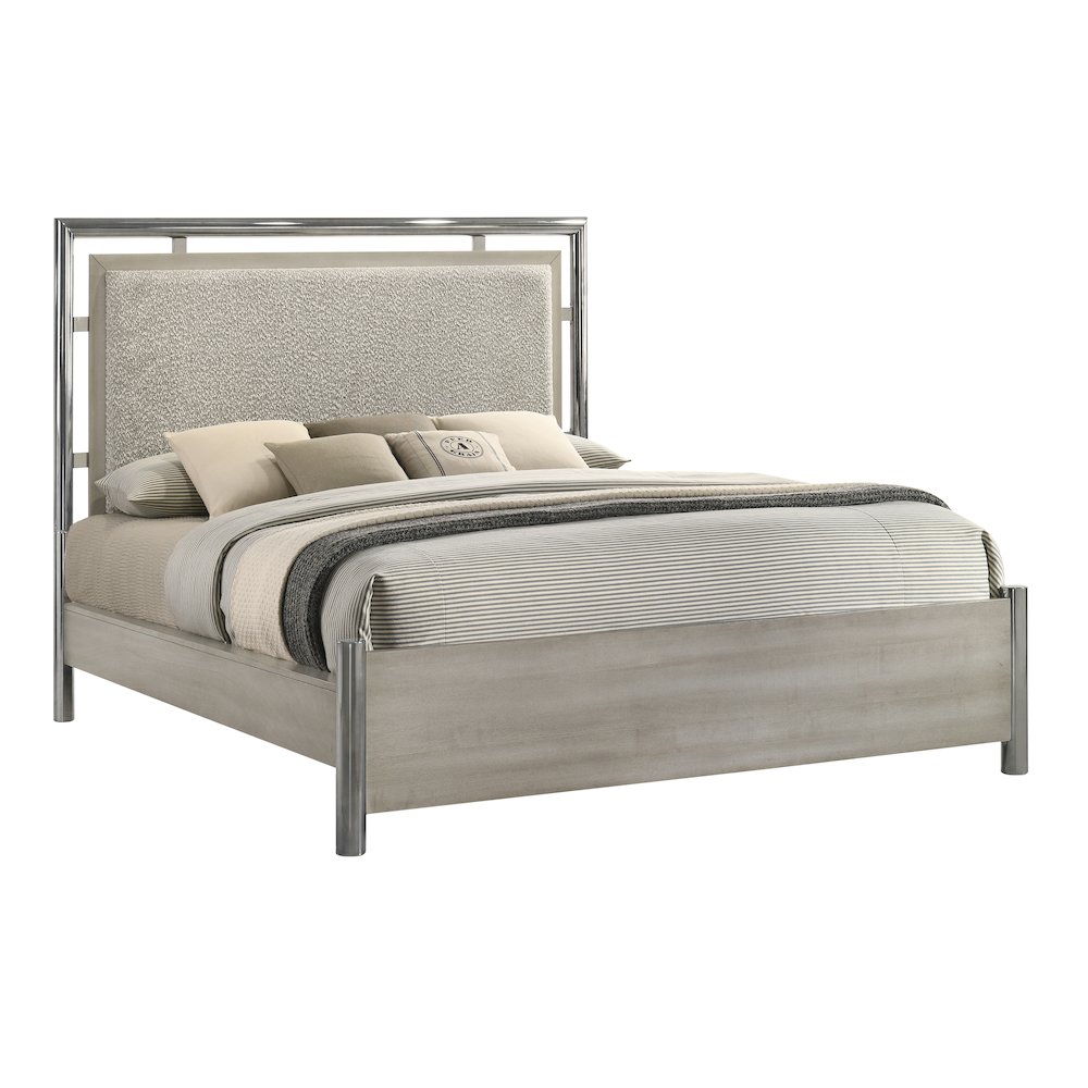 New Classic Furniture Lennox 4Pc Wood Cal King Bedroom Set w Nightstand in Gray. Picture 3