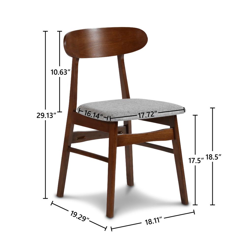 Furniture Morocco Dining Chair with Cushion- Set of 2- Gray. Picture 7