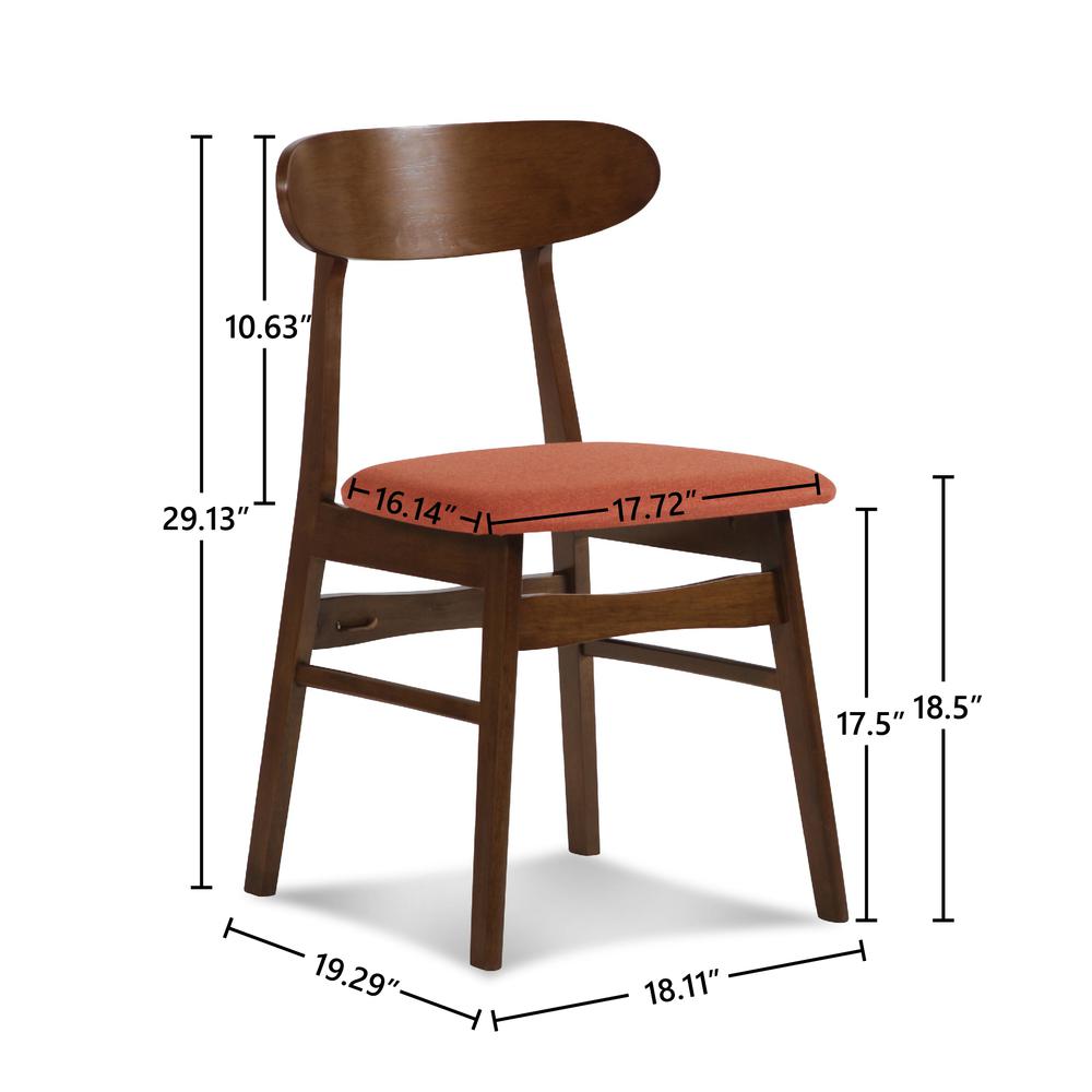 Furniture Morocco Dining Chair with Cushion- Set of 2- Orange. Picture 7