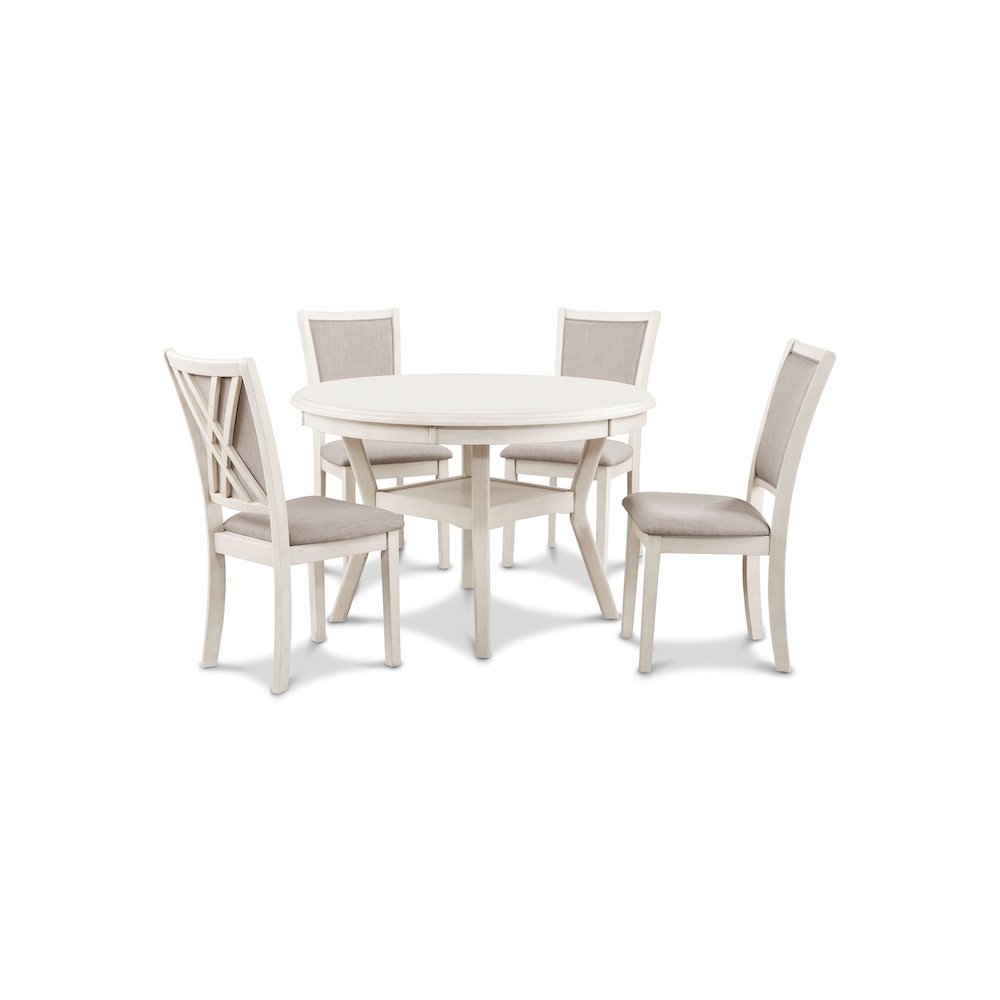Amy 5-Piece Wood Round Dining Set, Bisque. Picture 1