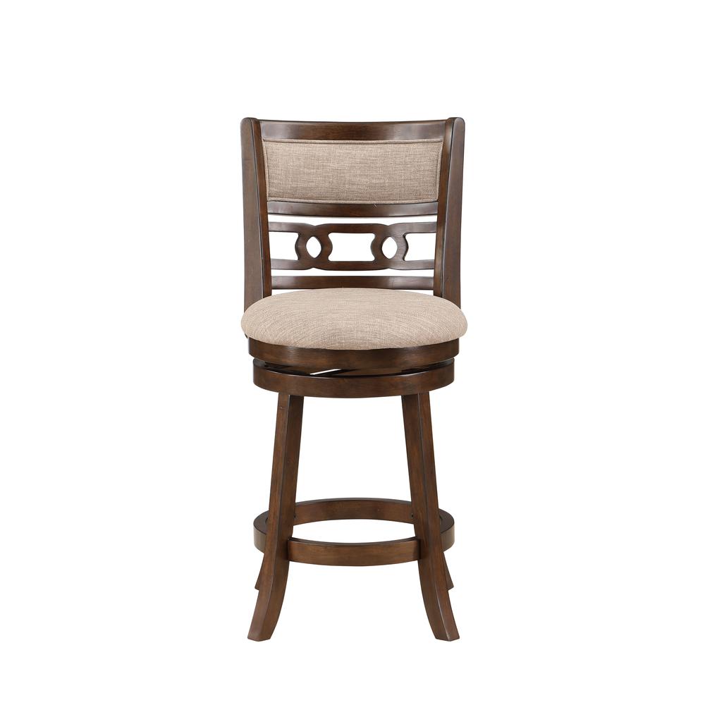 Gia 24" Solid Wood Swivel Counter Stool with Fabric Seat in Cherry. Picture 2