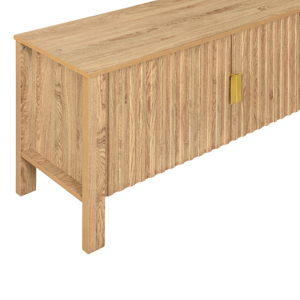 Thayer Wood TV Console with Two Doors in Natural/Beige. Picture 5