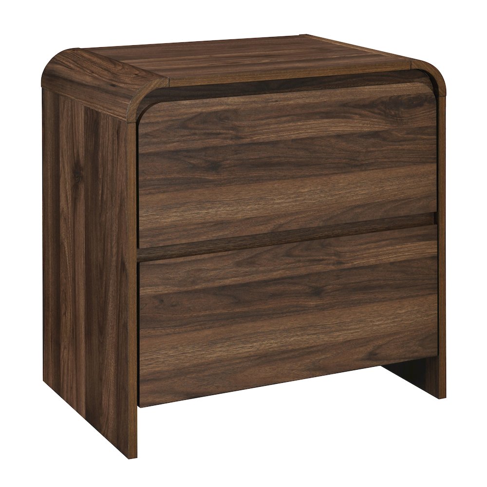 Mara Wood 2-Drawer End Table in Walnut/Brown. Picture 1