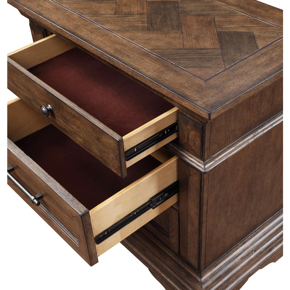 Furniture Mar Vista Solid Wood 3-Drawer Nightstand in Brushed Walnut. Picture 5