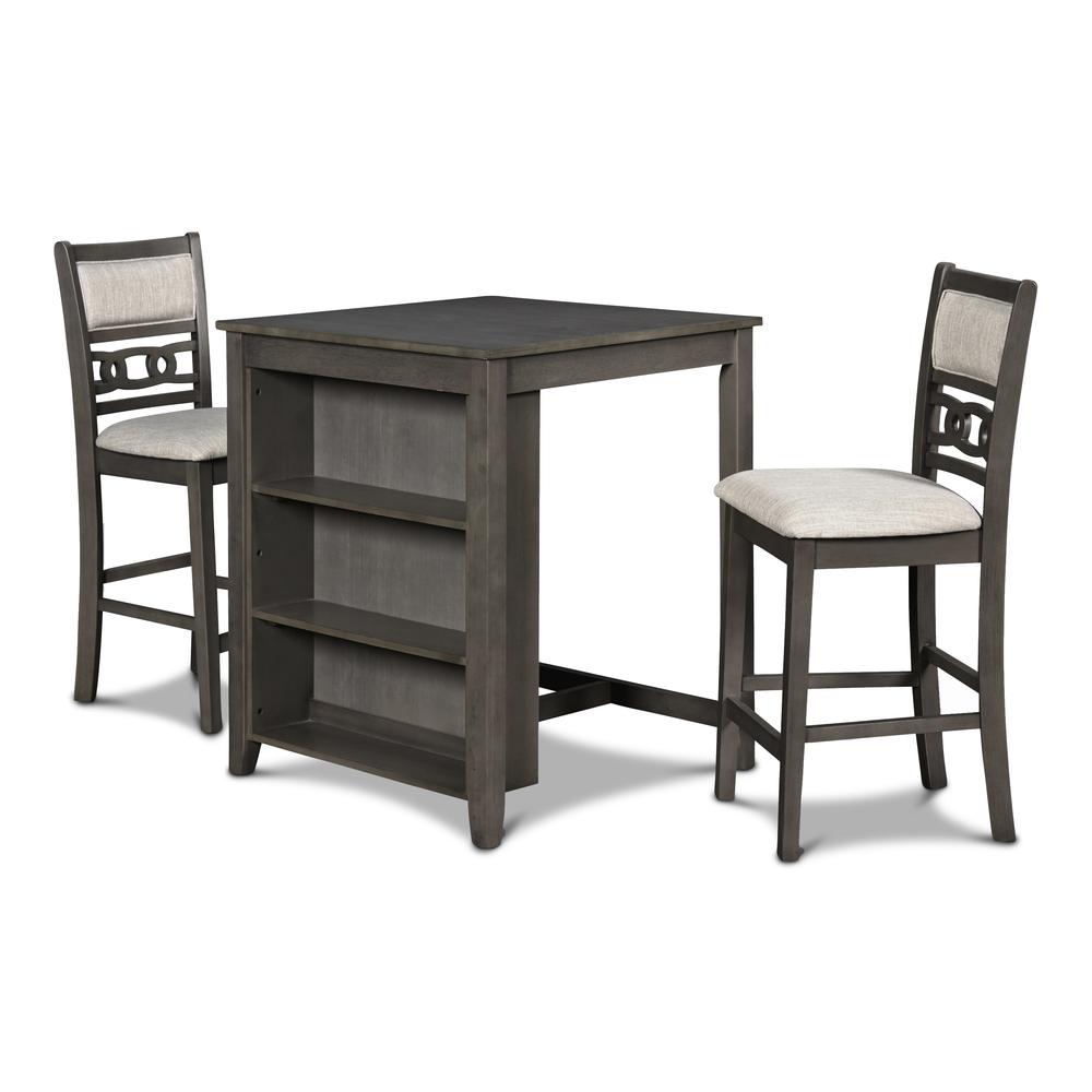 Furniture Gia Solid Wood Counter Table 2 Chairs in Gray. Picture 5