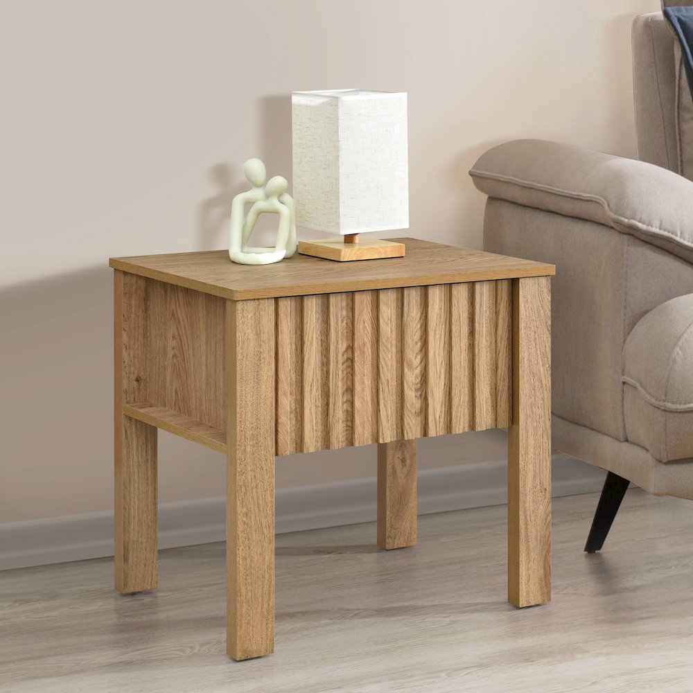 Thayer Wood 1-Drawer End Table in Natural/Beige. Picture 10